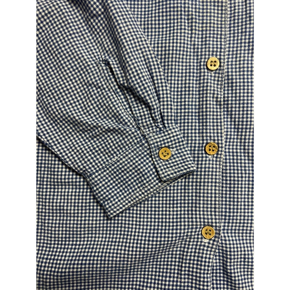 Vintage Womens Blue Gingham Floral Embroidered Beaded Button Down Shirt L - Picture 9 of 11